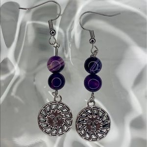 Amethyst beaded Sun earrings